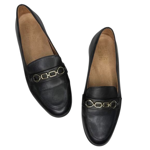 Natrualizer Loafer Low Heal Black Leather Gold Tone Chain Accent Slip On 6.5 - Picture 10 of 10